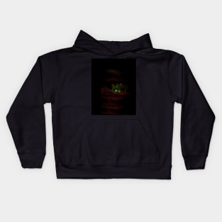 Digital collage and special processing. Bizarre. Mouth, teeth and fleshy parts. Dim, green on teeth. Kids Hoodie